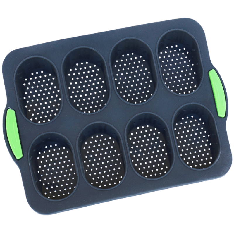 Tavă dreptunghiulară din silicon cu 8 forme pentru coacerea baghetelor 33.5 x 23.3 cm